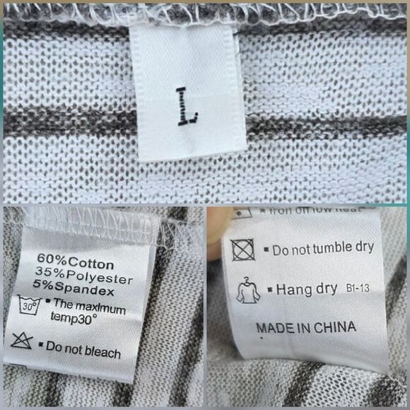 🔸️Blue, Teal, & Gray Striped Cascading Open Front Cardigan Kimono Large - Picture 12 of 12